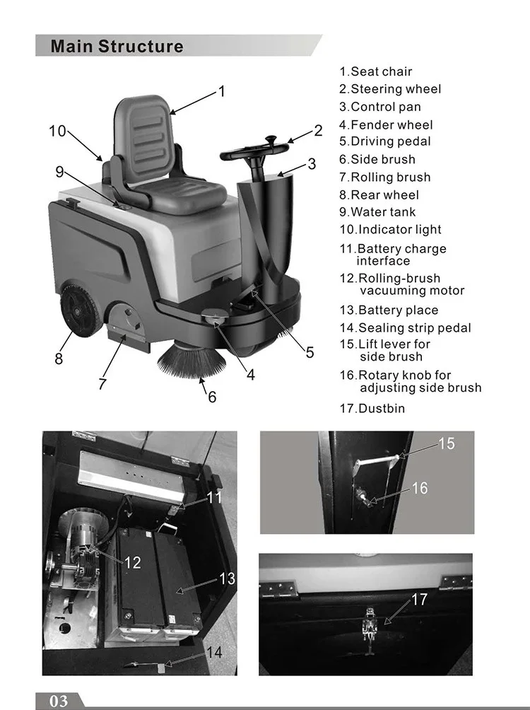 HT-100 Battery electric ride-on Ride On Floor Sweeper