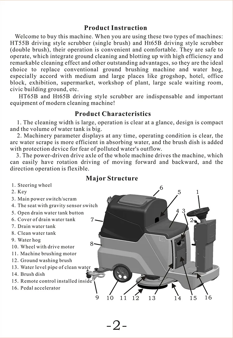 Ht55b Industrial Ride-on Floor Scrubber Dryer Machine